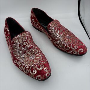 Amali Loafers Mens Size 13 Fabian Red Dress‎ Slip On Sequin Tuxedo Formal F1